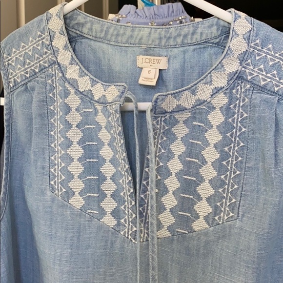 J. Crew Tops - J. Crew Chambray Embroidered Sleeveless Top